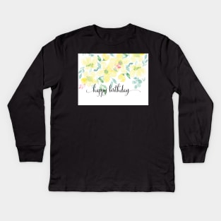 Watercolor Yellow Floral Birthday Card | Greeting cards Kids Long Sleeve T-Shirt